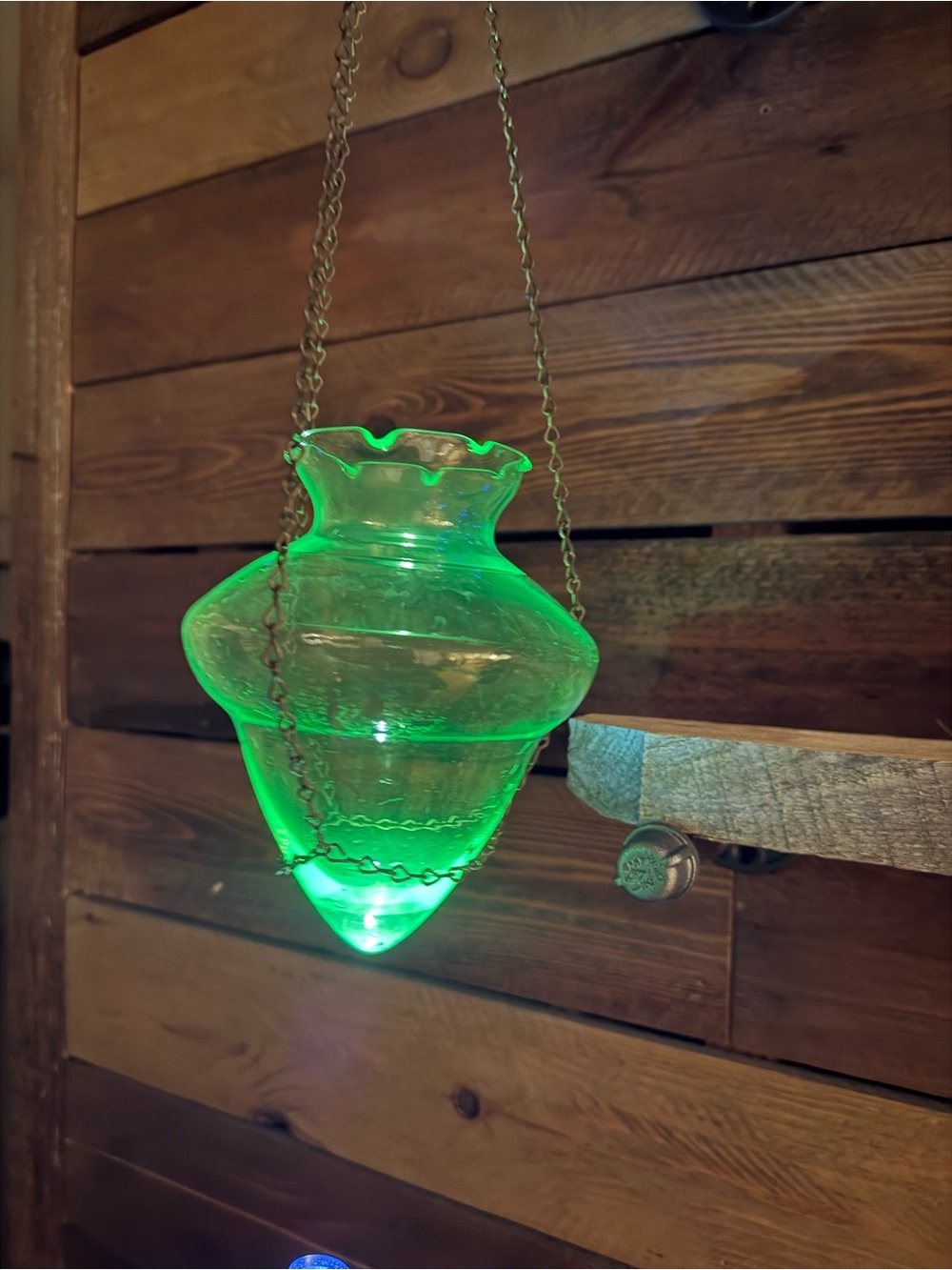 Uranium Glass Hanging Glass Bud Vase Pendant